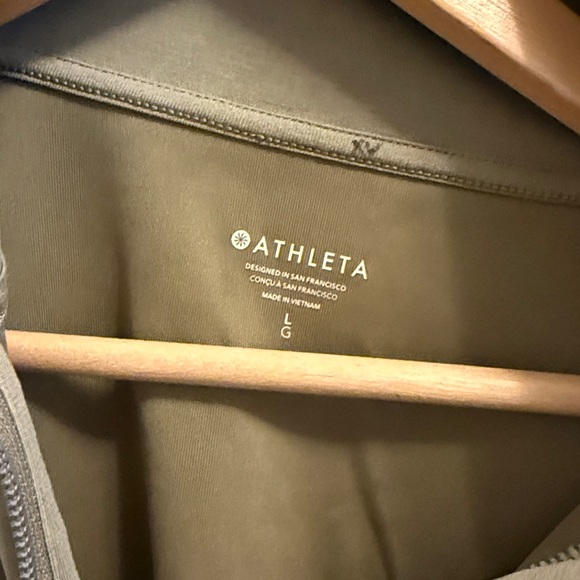 Athleta Allure 1/4 Zip Sweatshirt In Olive Branch - Picture 5 of 6